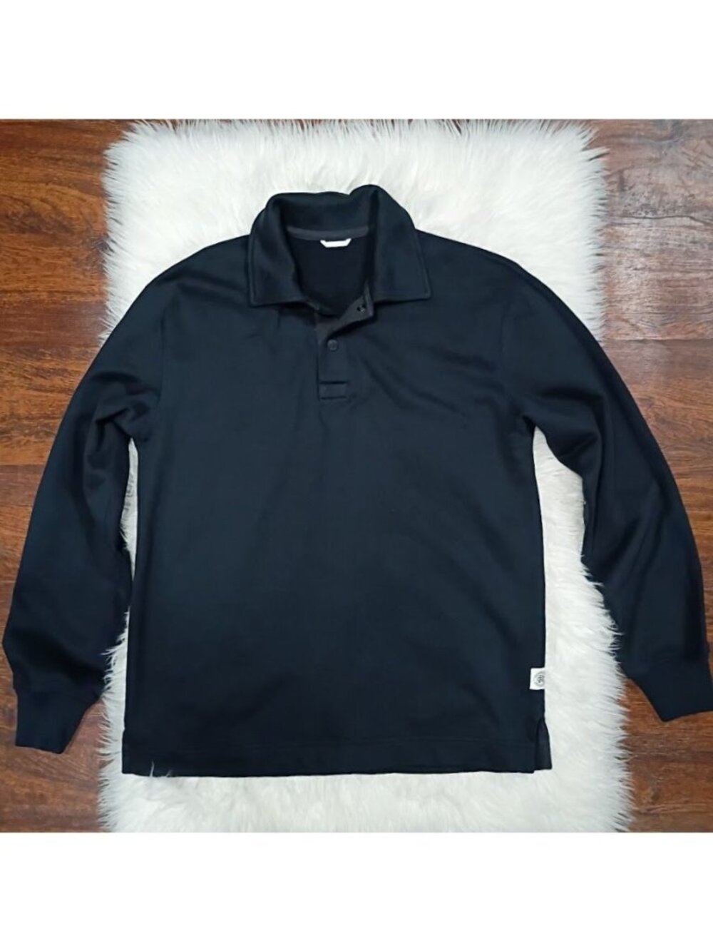 Reigning Champ Athletic S Black Polo Pullover Long Sleeve Shirt - Picture 2 of 9
